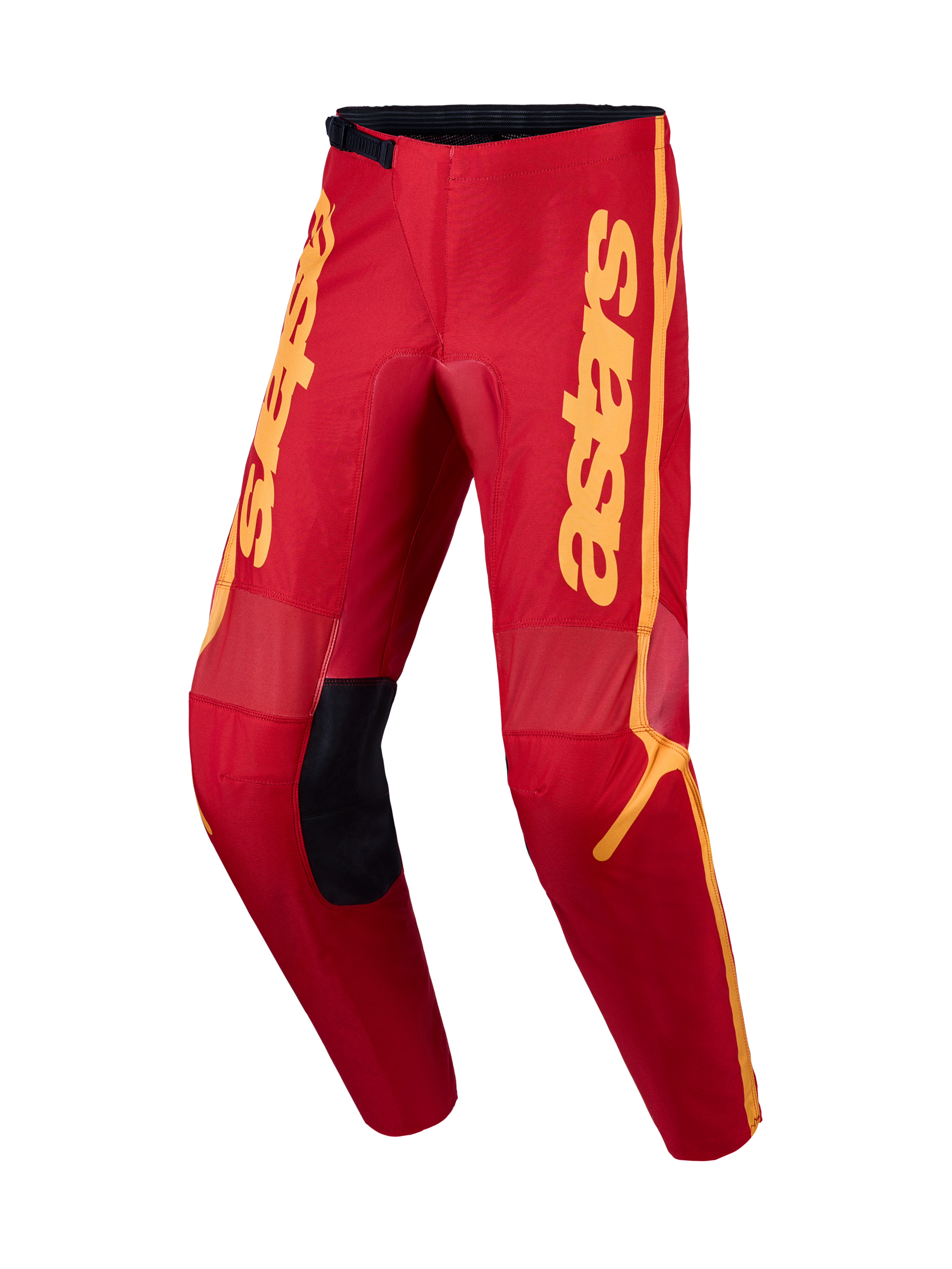 Alpinestars Fluid Apex V2, pantalon de motocross pour homme, rouge et doré, avec renforts 600D et panneaux extensibles.