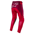 Alpinestars Racer Hoen 2024, pantalon de motocross, rouge Mars et bordeaux, vue arrière montrant un grand logo Alpinestars blanc sur l'assise, construction ergonomique des jambes pré-courbée, textile durable pour la course tout-terrain