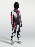 Alpinestars Pantalon Fluid Drag, pantalon de motocross homme noir et blanc avec accents rouge fluo, idéal pour le tout-terrain