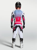 Alpinestars pantalon Fluid Drag, tenue de motocross homme, noir, blanc et rouge fluo, vue de dos, coupe ergonomique 3D.