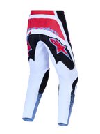Pantalon Alpinestars Fluid Drag, pantalon de motocross blanc et noir aux accents rouges, poly-tissu 600D résistant, vue de dos