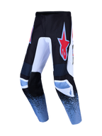 Alpinestars Fluid Drag, pantalon de motocross pour homme, noir et bleu clair, avec une coupe préformée ergonomique.