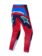 Alpinestars Pantalons Fluid Drag, pantalons de motocross pour homme, bleu marine et rouge feu, vue arrière technique.