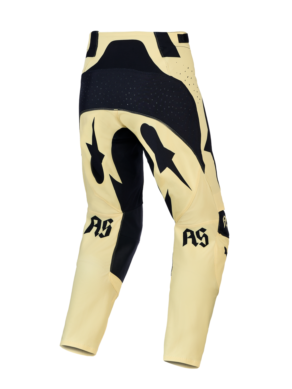 Alpinestars Techstar Atrox, pantalon de motocross pour homme, jaune et noir, vue arrière avec zone d'assise renforcée