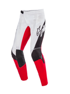 Alpinestars Techstar Deep Édition Limitée, pantalon de motocross, blanc, noir et rouge vif, doté de ventilations perforées au laser, d'une construction de genou 3D Babel avec panneaux renforcés et d'un marquage Alpinestars distinctif sur les cuisses, conçu pour la performance tout-terrain professionnelle