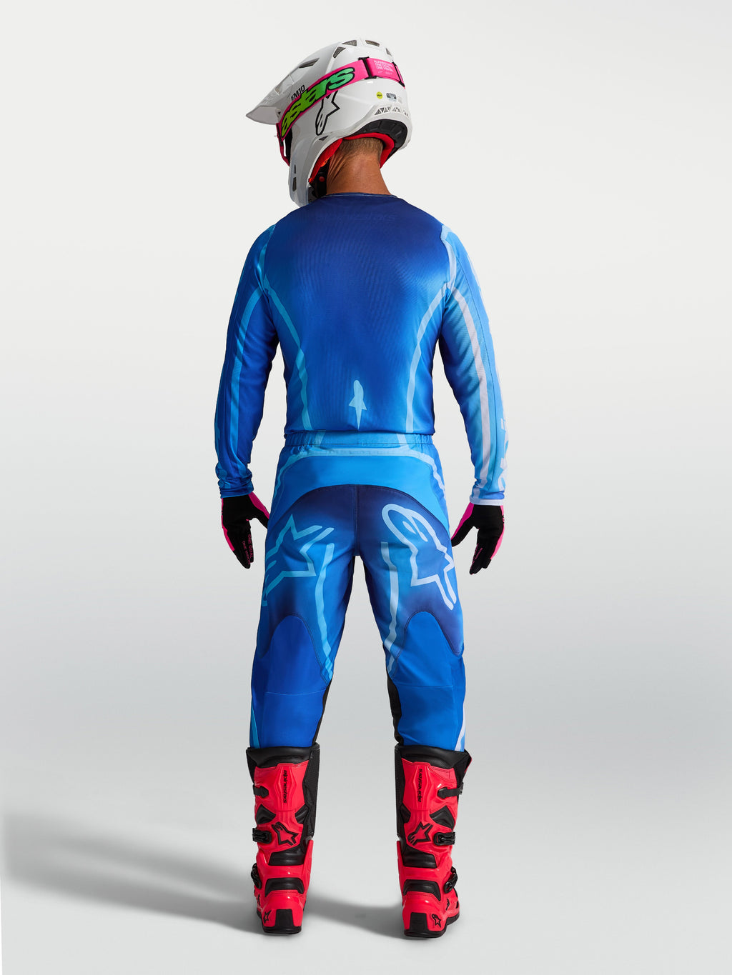Pantalon Fluid Kepler Alpinestars, pantalon de motocross pour homme, bleu, vue de dos montrant la coupe ergonomique et la construction en poly-tissu durable, idéal pour le motocross et l'enduro.