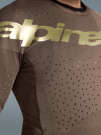 Maillot Alpinestars Supertech Air Gold Édition Limitée, maillot de motocross pour homme, marron et doré, avec perforations laser et logo Alpinestars sur la poitrine