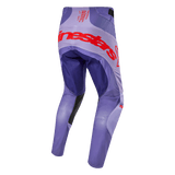 Alpinestars 2024 Techstar Ocuri Pants, pantalon de motocross, vue de dos, coloris violet avec logo rouge et détails orange vif, équipement de protection haute performance pour le tout-terrain