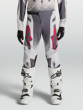 Alpinestars pantalon Supertech Swan Junior, pantalon de motocross gris et lilas avec accents rouges, textile extensible.
