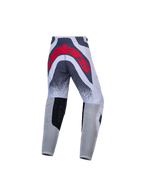 Alpinestars Youth Supertech Swan Motocross Pants, gray and red, athletic race fit with large back logo.