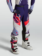 Alpinestars Youth Supertech Dyna Pants, purple and pink fluo motocross racing pants with high-durability stretch rip-stop.