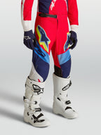 Alpinestars pantalon Supertech Dyna junior, pantalon de motocross rouge et bleu marine, tissu rip-stop extensible.