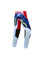 Pantalon Alpinestars Supertech Dyna Junior, pantalon de motocross pour enfant, rouge, blanc et bleu marine, vue arrière avec tissu rip-stop extensible 4 directions