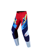 Alpinestars Pantalon Supertech Dyna Junior 2027, pantalon de motocross pour enfant, rouge, bleu marine et blanc, panneaux en rip-stop extensible, coupe athlétique haute performance