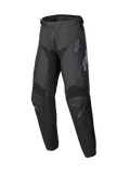 Alpinestars 2025 Youth Racer Graphite Pants, pantalon de motocross noir et gris, équipement de pilotage tout-terrain pour jeunes avec zones de genoux renforcées et logos gris discrets, design ergonomique durable