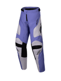 Alpinestars 2025 Youth Racer Veil Pants, pantalon de motocross pour enfant, pourpre et blanc avec noir, doté de panneaux intérieurs aux genoux en cuir de chèvre et d'une conception ergonomique pré-cintrée, équipement tout-terrain durable