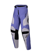 Alpinestars 2025 Youth Racer Veil Pants, pantalon de motocross pour enfant, pourpre et blanc avec noir, doté de panneaux intérieurs aux genoux en cuir de chèvre et d'une conception ergonomique pré-cintrée, équipement tout-terrain durable