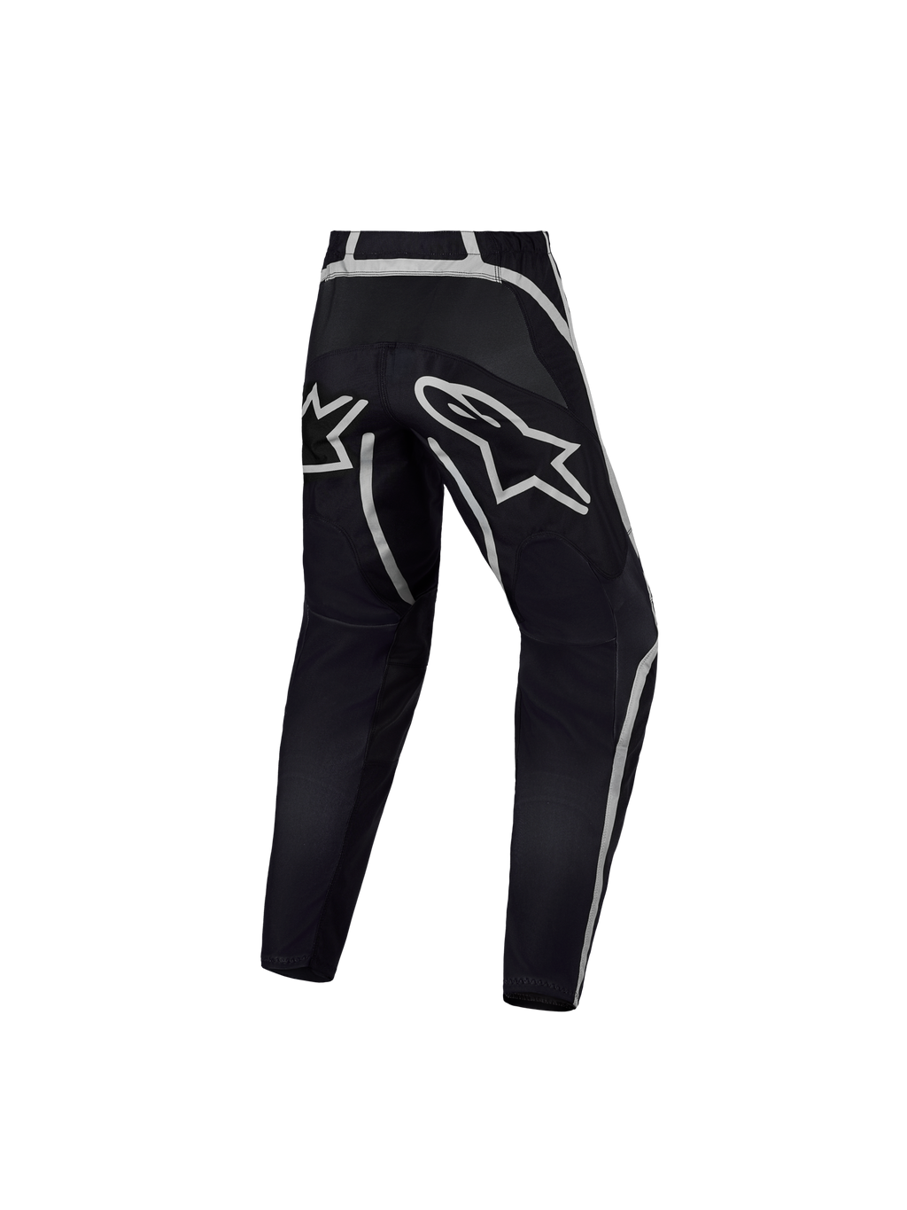 Pantalon Alpinestars Fluid Apex V2 Junior, pantalon de motocross tout-terrain, noir et argenté, vue de dos montrant la construction ergonomique haute performance