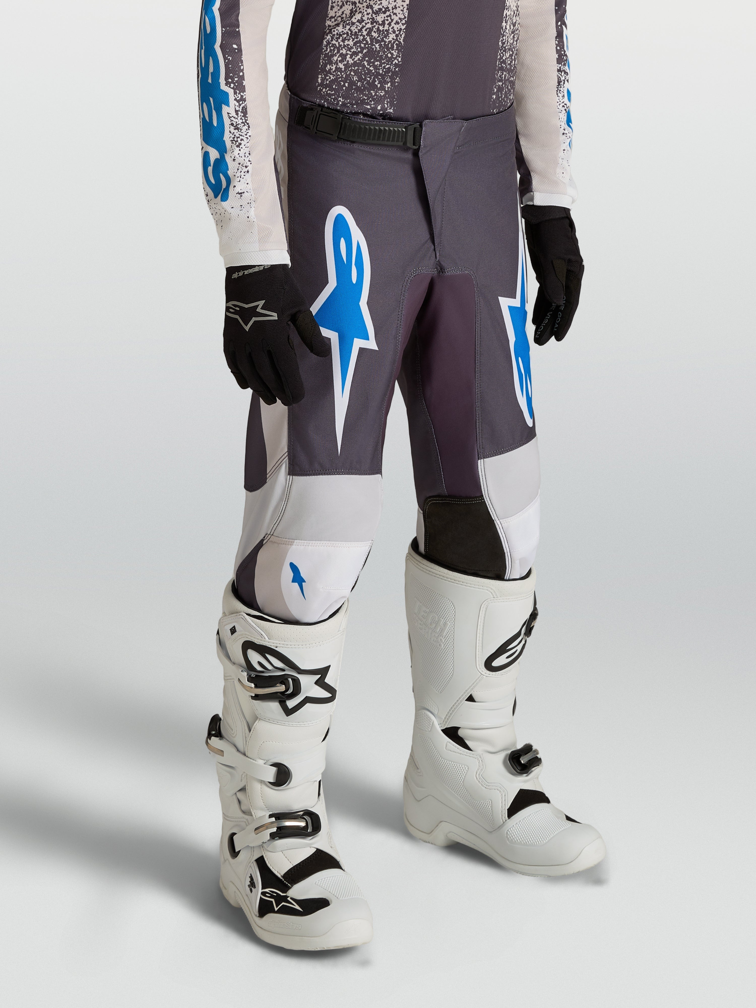 Pantalon Fluid Drag Junior Alpinestars, pantalon de motocross tout-terrain pour enfant, gris et bleu, en polyfibre 600D