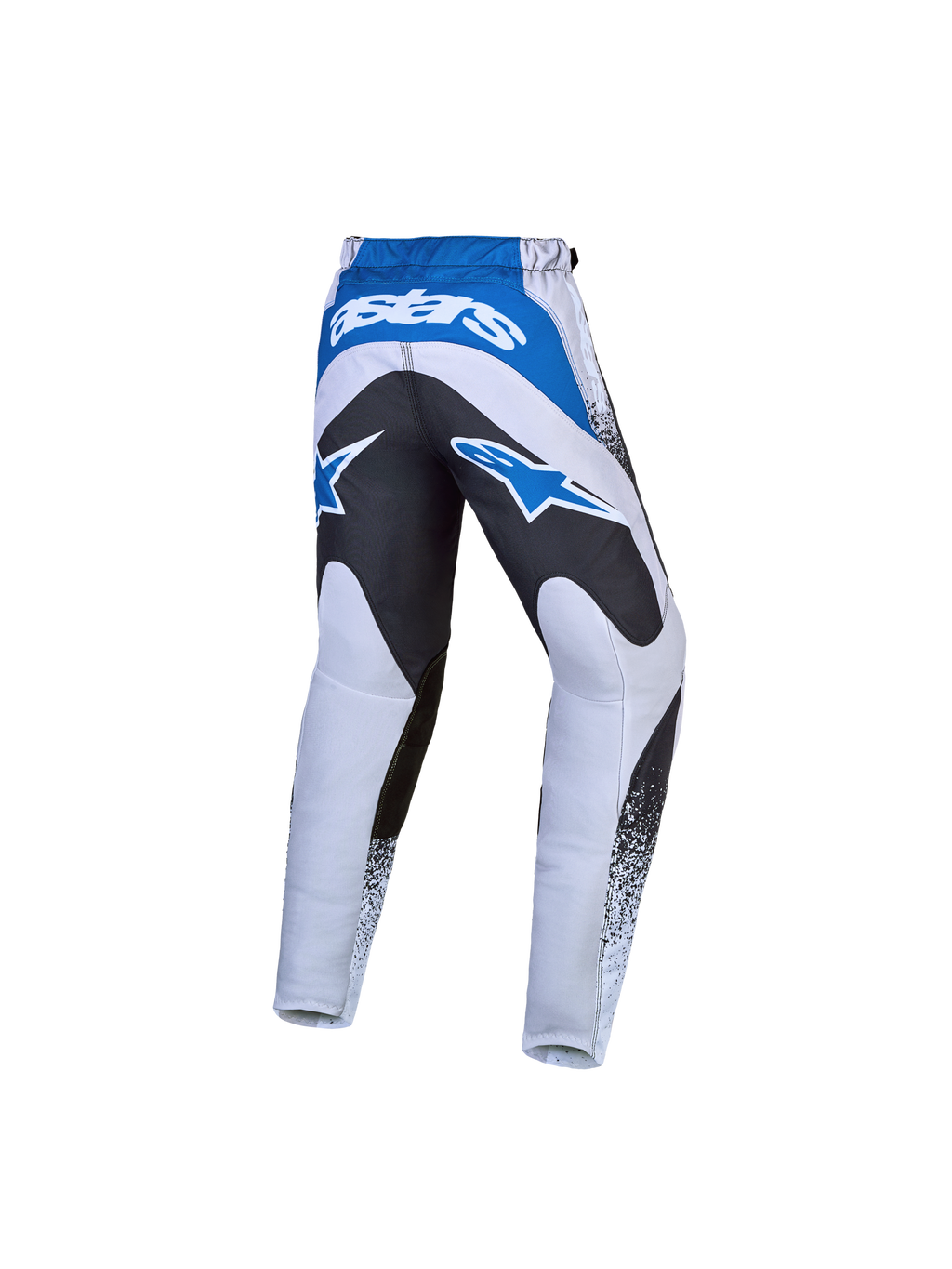 Alpinestars pantalon Fluid Drag Junior, pantalon de motocross pour enfant, gris et bleu avec renfort d'assise noir et logos Astars