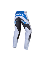 Alpinestars pantalon Fluid Drag Junior, pantalon de motocross pour enfant, gris et bleu avec renfort d'assise noir et logos Astars