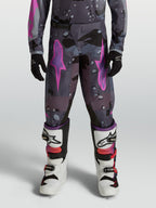 Pantalon Alpinestars Fluid Lone Junior, pantalon de motocross tout-terrain gris camo et violet, en polyfibre 600D durable