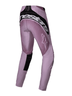 Alpinestars 2025 Woman Stella Techstar Melt Pants, Motocross Pants, Blush and Black, rear three-quarter view showing white Alpinestars branding on the back yoke, pink ripstop fabric with black accents, designed for performance off-road racing