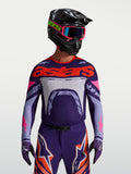 Alpinestars Maillot Supertech Dyna, maillot de motocross pour homme, violet et rose fluo, coupe athlétique en maille extensible avec perforations laser.