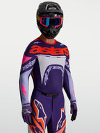 Maillot Supertech Dyna Alpinestars, haut de motocross pour homme, violet et rose fluo, maille extensible athlétique.