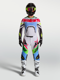 Alpinestars Supertech Dyna 2027, maillot et ensemble de motocross homme, blanc et vert fluo, coupe athlétique.