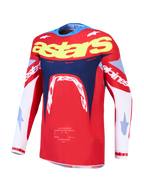 Alpinestars Supertech Dyna, maillot de motocross homme, rouge et bleu marine, maille extensible légère, coupe athlétique.
