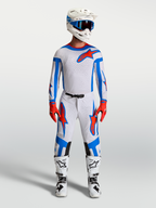 Alpinestars Maillot et ensemble Supertech Vesta, équipement de motocross pour homme, blanc, lilas clair et rouge cardinal, tenue de course complète avec bottes.