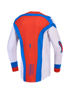 Alpinestars Supertech Vesta, maillot de motocross pour homme, lilas et rouge, ventilations laser, vue de dos.