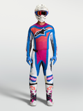 Alpinestars maillot Techstar Maven et ensemble, tenue de motocross bleue et rose pour homme, coupe athlétique ergonomique.