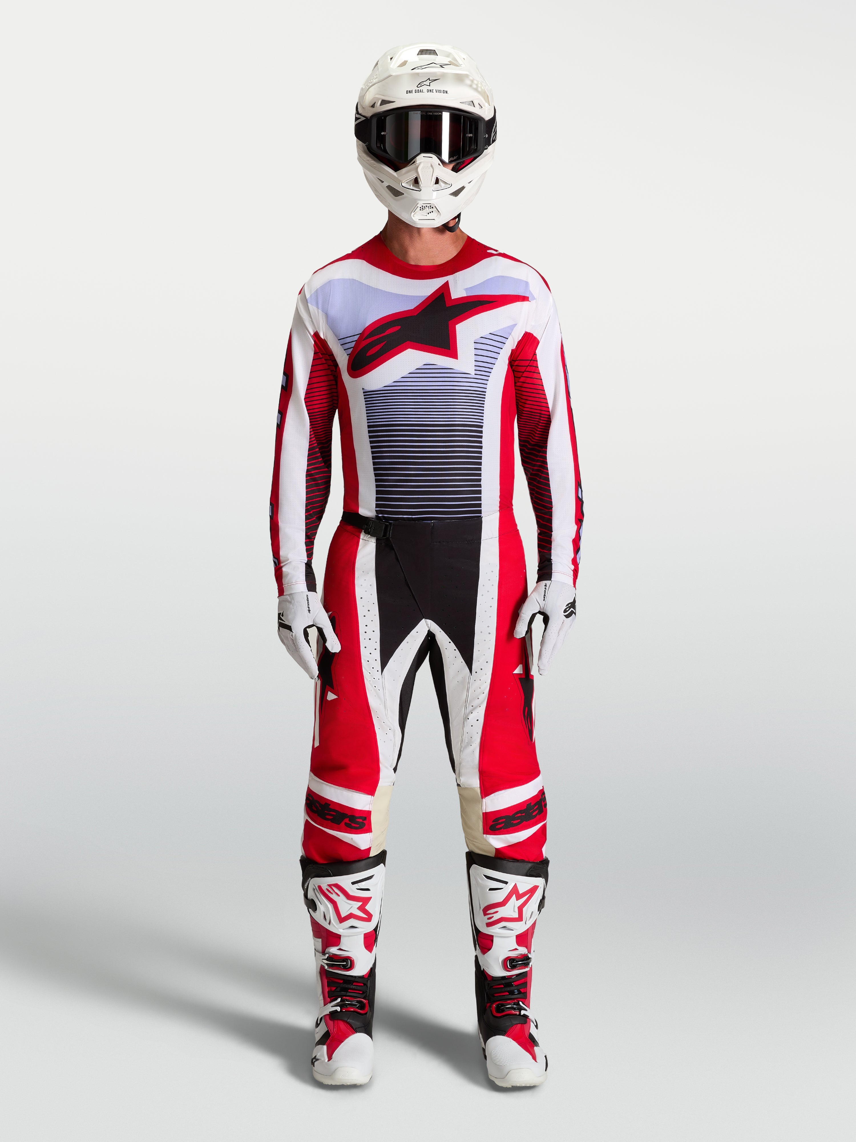 Alpinestars Techstar Maven, tenue complète de motocross pour homme, rouge et blanche, coupe athlétique