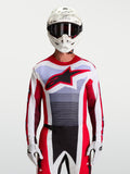 Alpinestars Maillot Techstar Maven, maillot de motocross pour homme, rouge et blanc, textile léger avec coupe athlétique