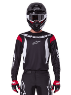 Alpinestars Maillot Fluid Haul 2025 et Tenue Complète, équipement de motocross pour homme, noir et blanc avec accents rouges, coupe ergonomique tout-terrain