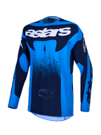 Alpinestars maillot Techstar Swan, maillot de motocross bleu et bleu foncé avec tissu respirant et perforations laser
