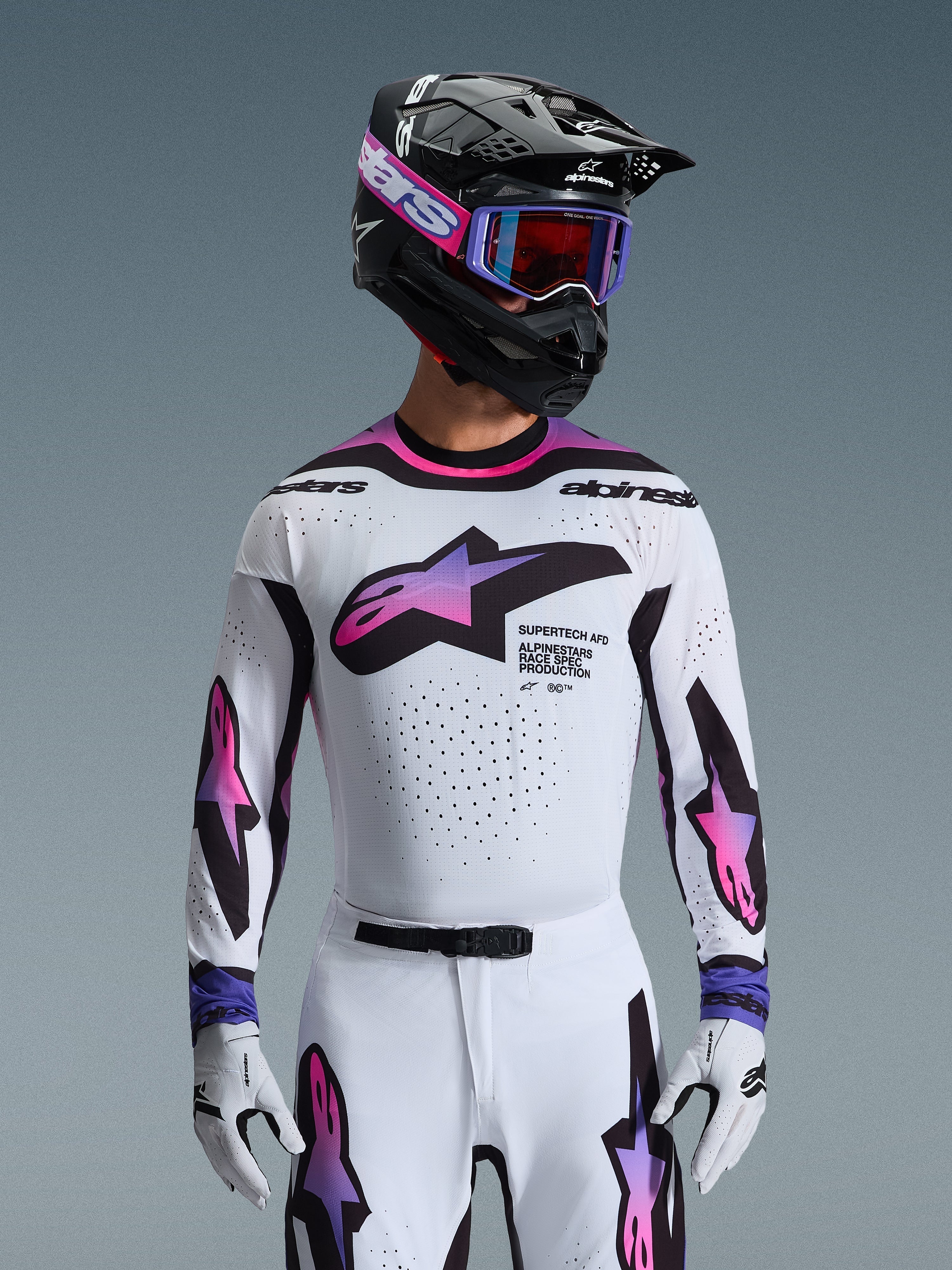 アヤックス 21-22 レインボー　ユニフォーム 2026 Supertech AFD Vista - White Purple MX Jersey | Alpinestars®