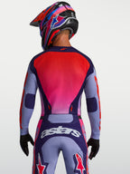 Maillot Alpinestars Racer Air Hunt, maillot de motocross pour homme, violet et rose fluo, mesh respirant, vue de dos