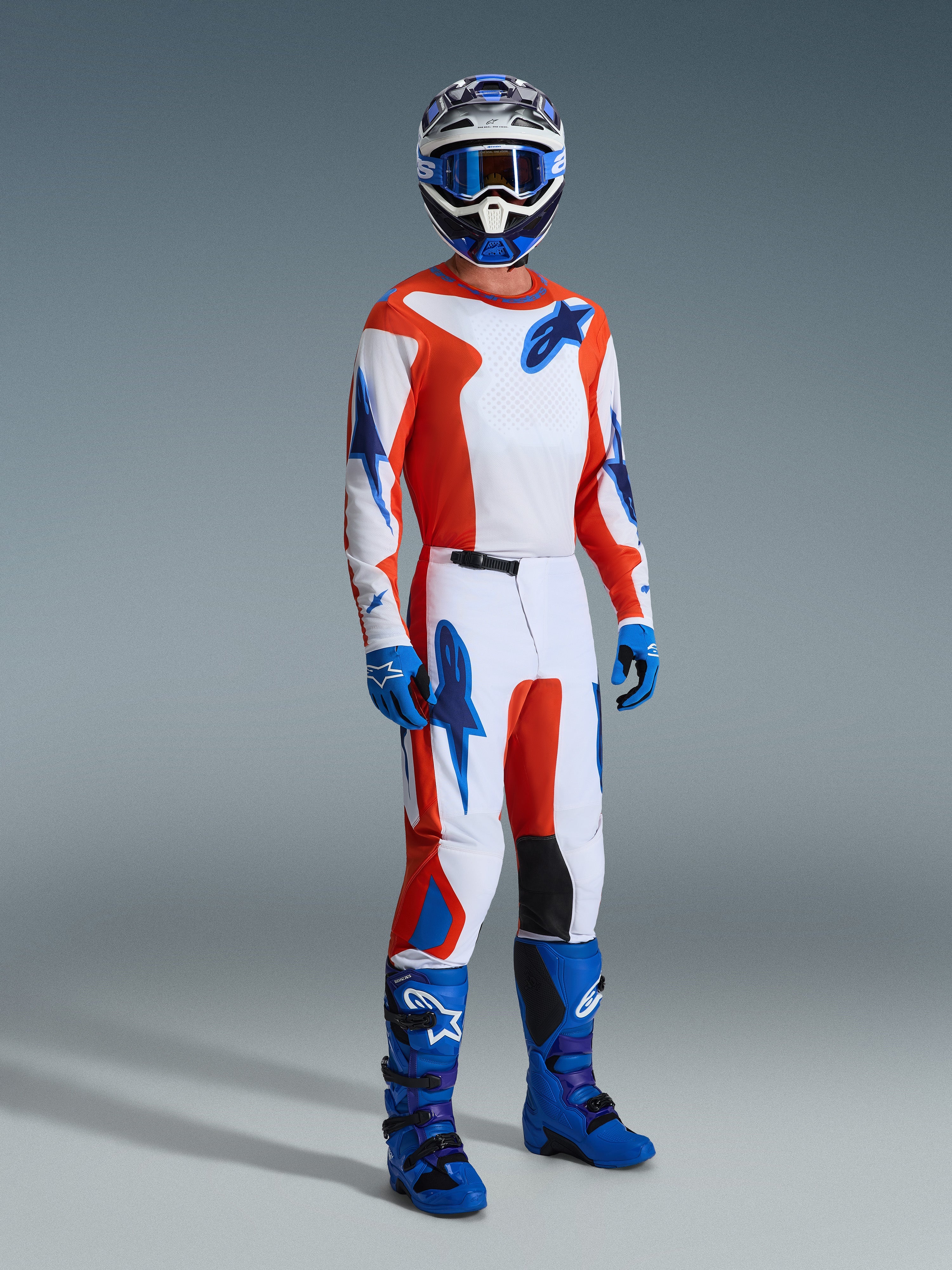 【新品/USサイズXL ストーム ボウリングウェア ブルー レッド ホワイト】 2026 Fluid Grid Gear Set | Lightweight MX Off-Road Gear | Alpinestars