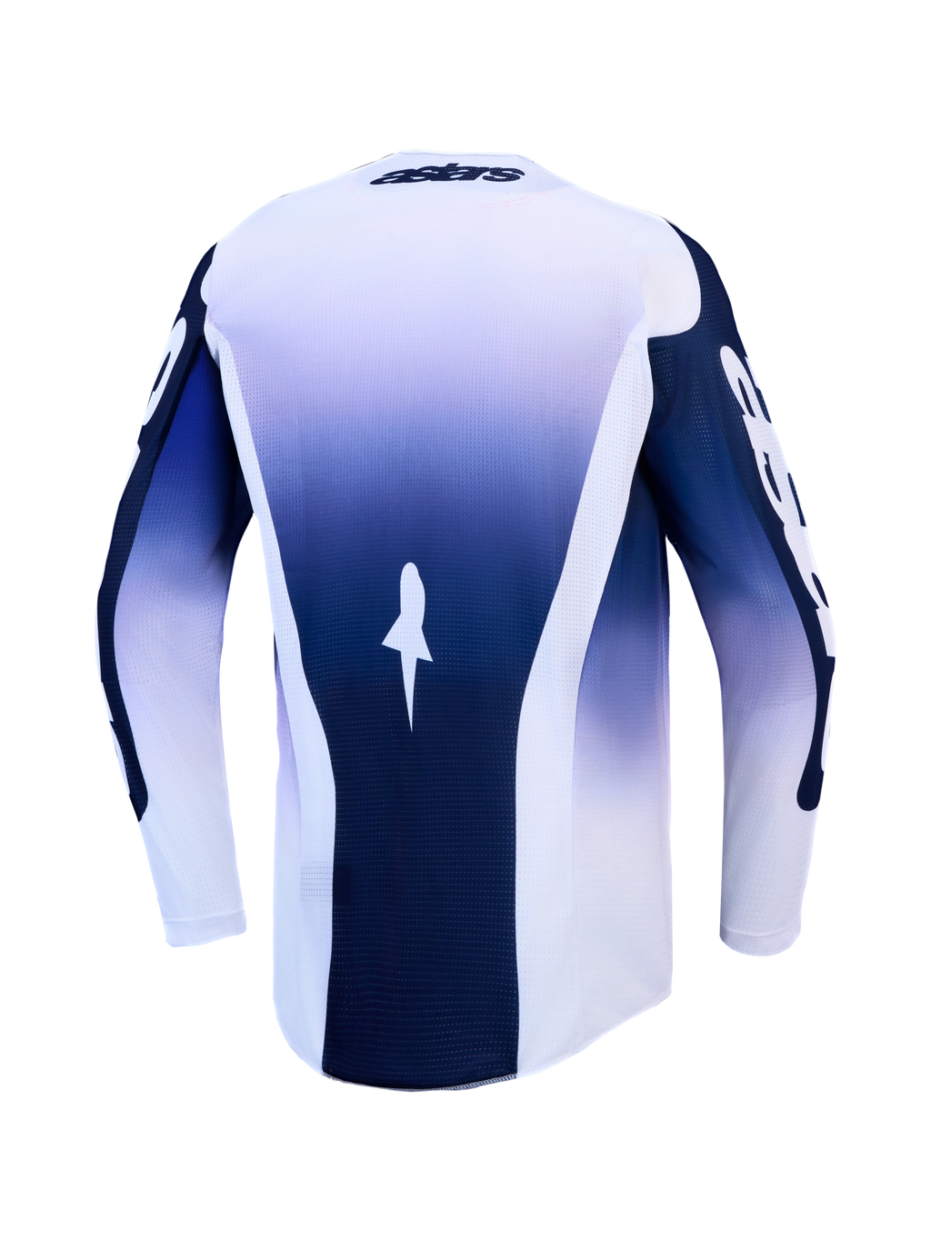 Maillot Alpinestars Racer Air Amber, haut de motocross dégradé bleu et blanc, mesh ventilé pour tout-terrain, vue arrière