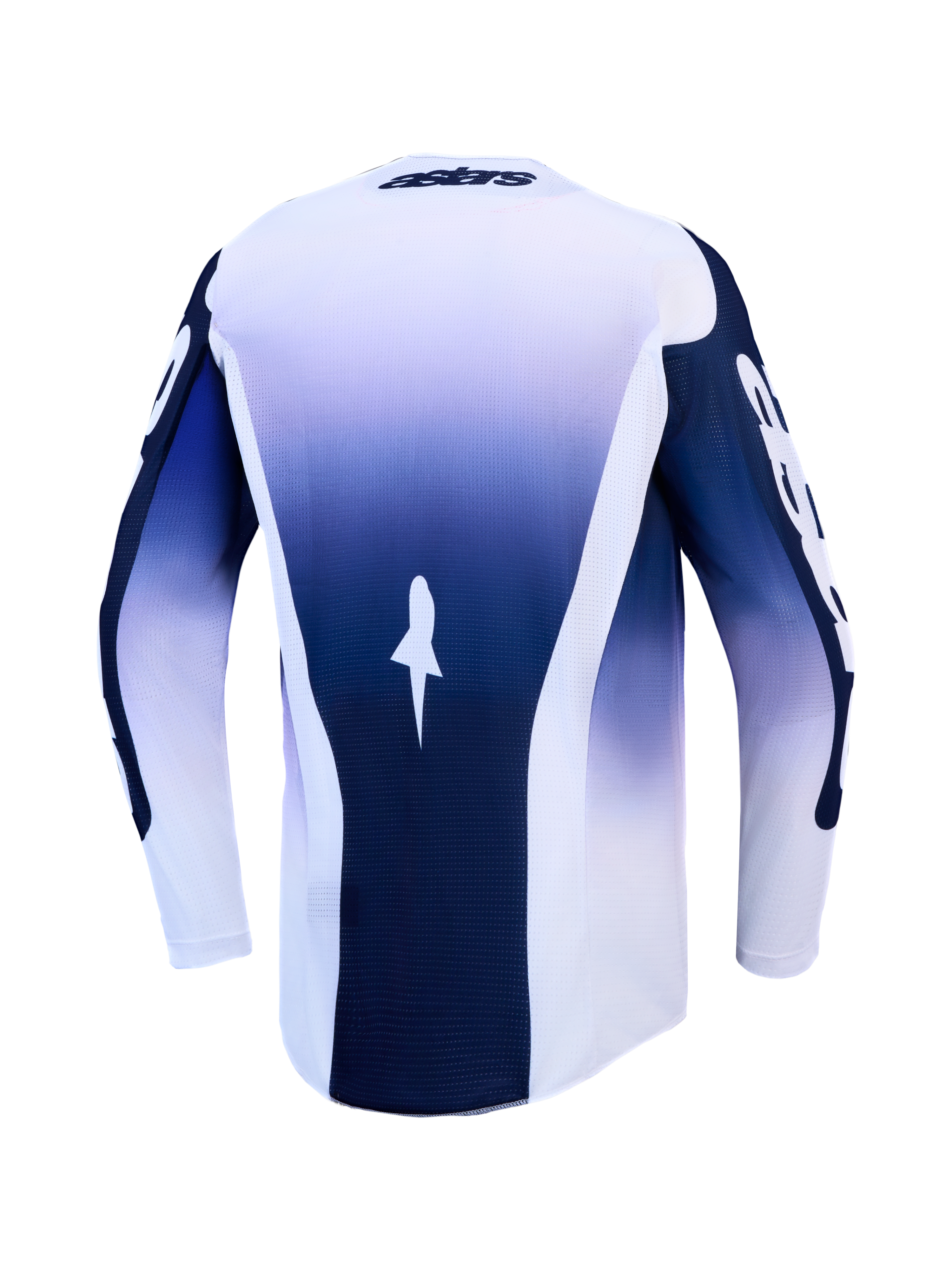 Maillot Alpinestars Racer Air Amber, haut de motocross dégradé bleu et blanc, mesh ventilé pour tout-terrain, vue arrière