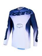 Maillot Alpinestars Racer Air Amber, maillot de motocross pour homme, bleu et blanc, mesh respirant et ventilé pour le tout-terrain