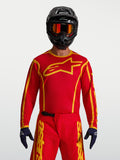 Maillot Alpinestars Fluid Apex V2 pour homme, maillot de motocross rouge et doré, tissu léger évacuant l'humidité