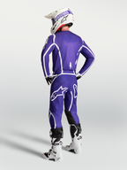 Maillot Alpinestars Fluid Apex V2, maillot de motocross bleu foncé et blanc pour homme, vue de dos, coupe athlétique