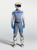 Maillot et ensemble Alpinestars Racer Amber, motocross, pour homme, gris cendré et bleu, avec casque et bottes blancs