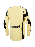 Maillot Alpinestars Techstar Atrox pour homme, motocross, jaune et noir, vue de dos avec logo ASTARS et perforations laser