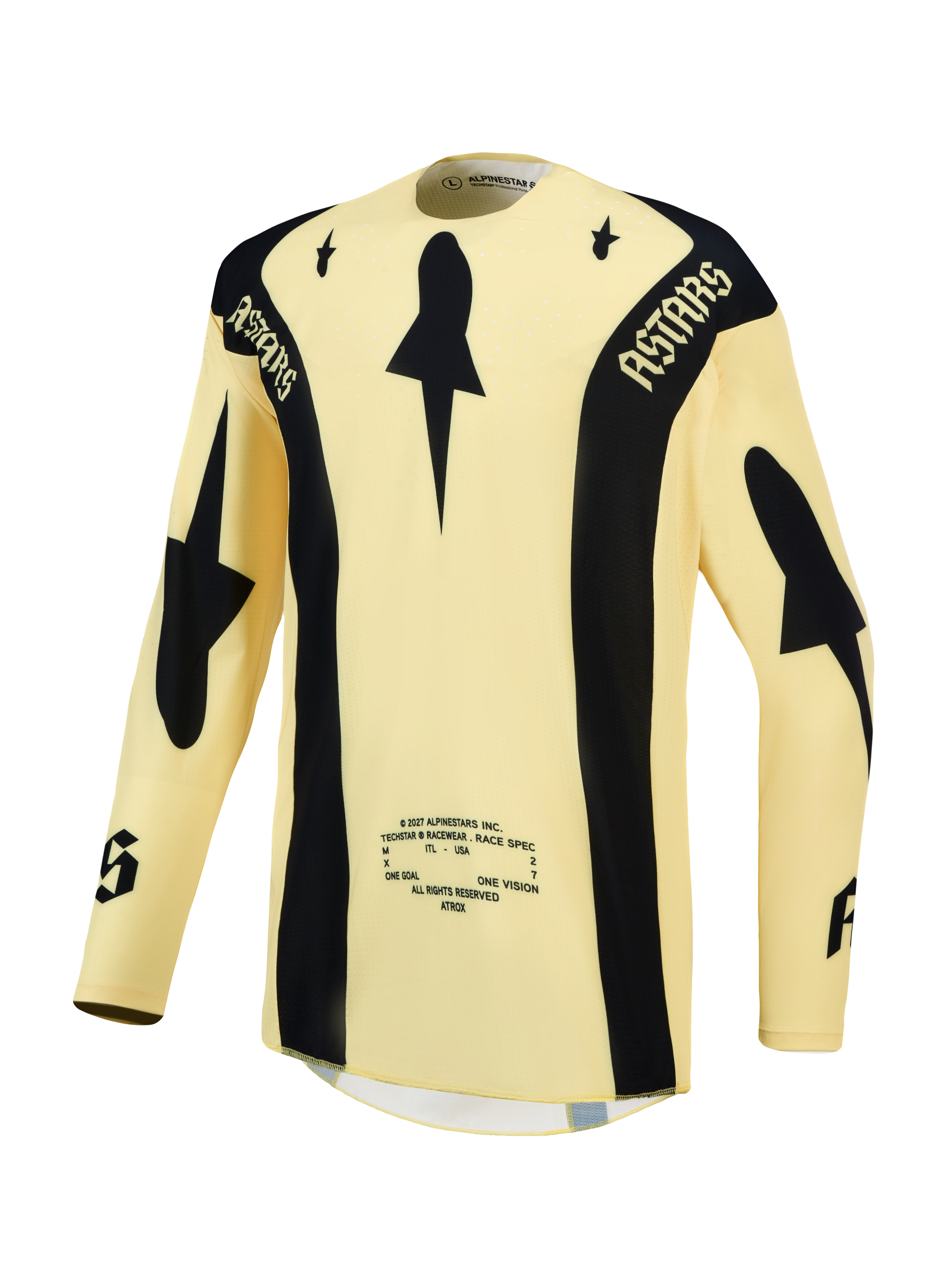 Alpinestars Techstar Atrox, maillot de motocross pour homme, jaune et noir, perforations laser respirantes pour la course tout-terrain
