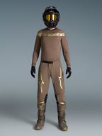 Maillot et pantalon Alpinestars Supertech Air Gold édition limitée pour homme, marron et dorés, maille ventilée.